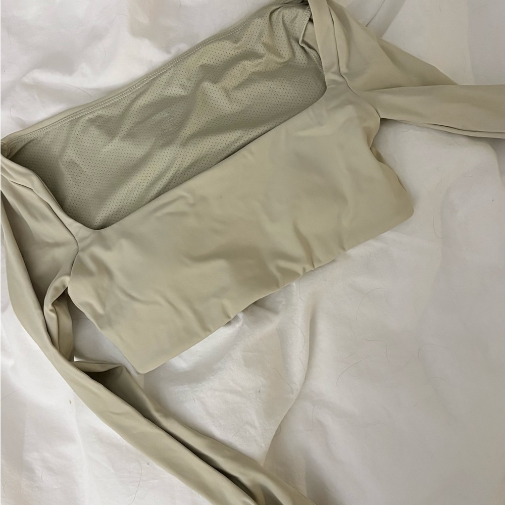 Crop Shop Boutique Long Sleeve Bandeau Top in Light Beige